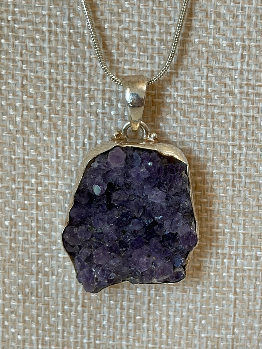 Amethyst Druzy in 925 Silver Setting with 925 Silver Chain - Picture 5 of 8
